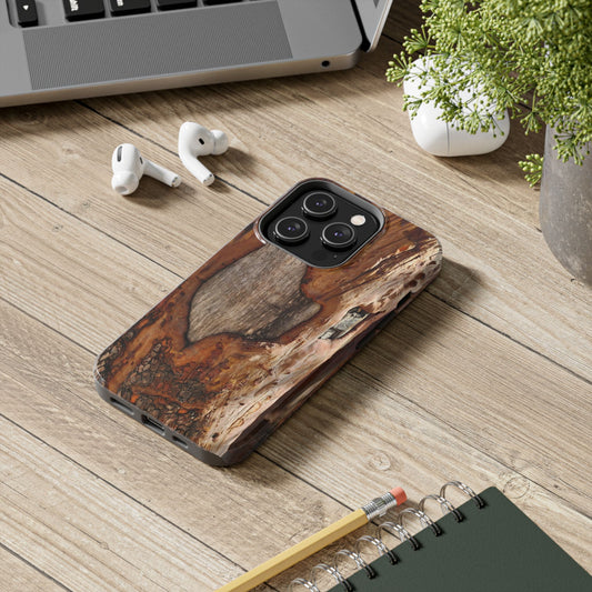 Rustic Bark Tough Phone Case — Wood Texture Protective Phone Case