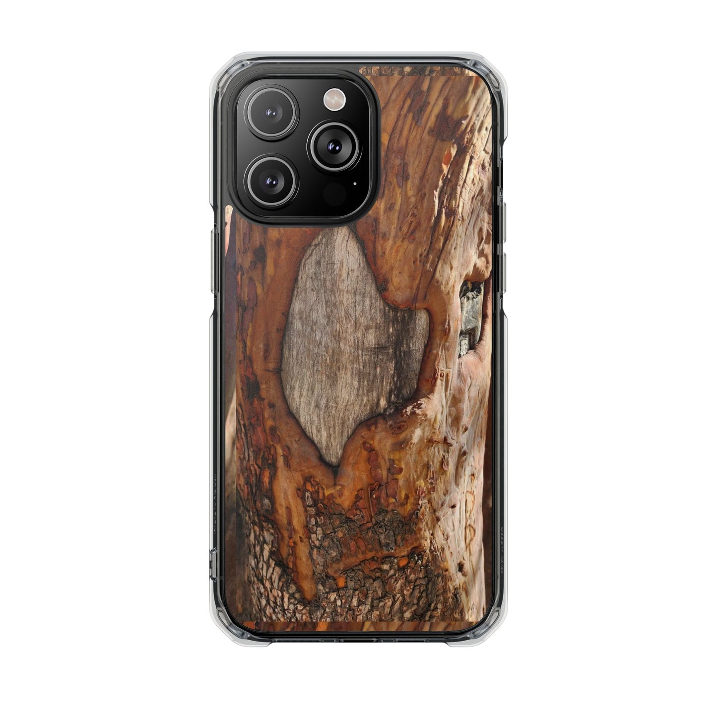 Rustic Bark Tough Clear Magnetic Phone Case — Wood Texture Protective Phone Case