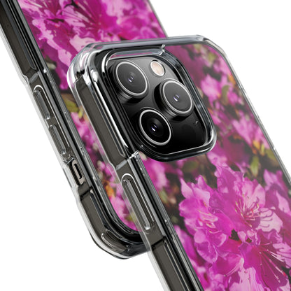 Pink Azalea Tough Clear Magnetic Phone Case — Floral Protective Phone Cover