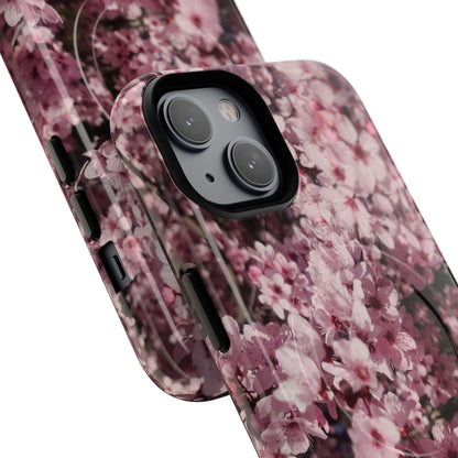 Cherry Blossom Tough Magnetic Phone Case – Pink Floral Protective Phone Cover