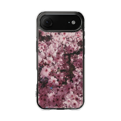 Cherry Blossom Tough Clear Magnetic Phone Case – Pink Floral Protective Phone Cover