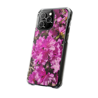Pink Azalea Tough Clear Magnetic Phone Case — Floral Protective Phone Cover