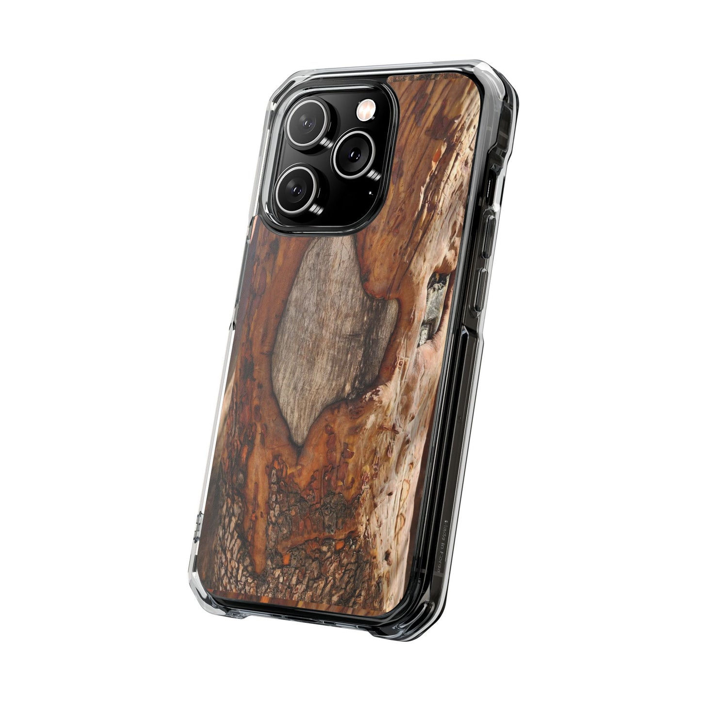 Rustic Bark Tough Clear Magnetic Phone Case — Wood Texture Protective Phone Case