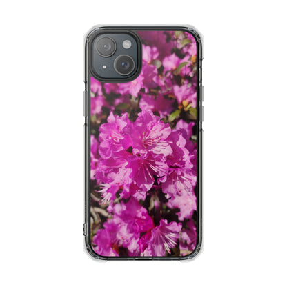 Pink Azalea Tough Clear Magnetic Phone Case — Floral Protective Phone Cover