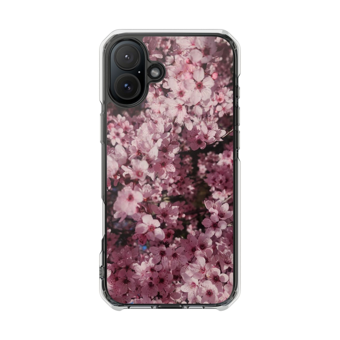 Cherry Blossom Tough Clear Magnetic Phone Case – Pink Floral Protective Phone Cover