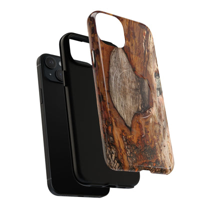 Rustic Bark Tough Magnetic Phone Case — Wood Texture Protective Phone Case