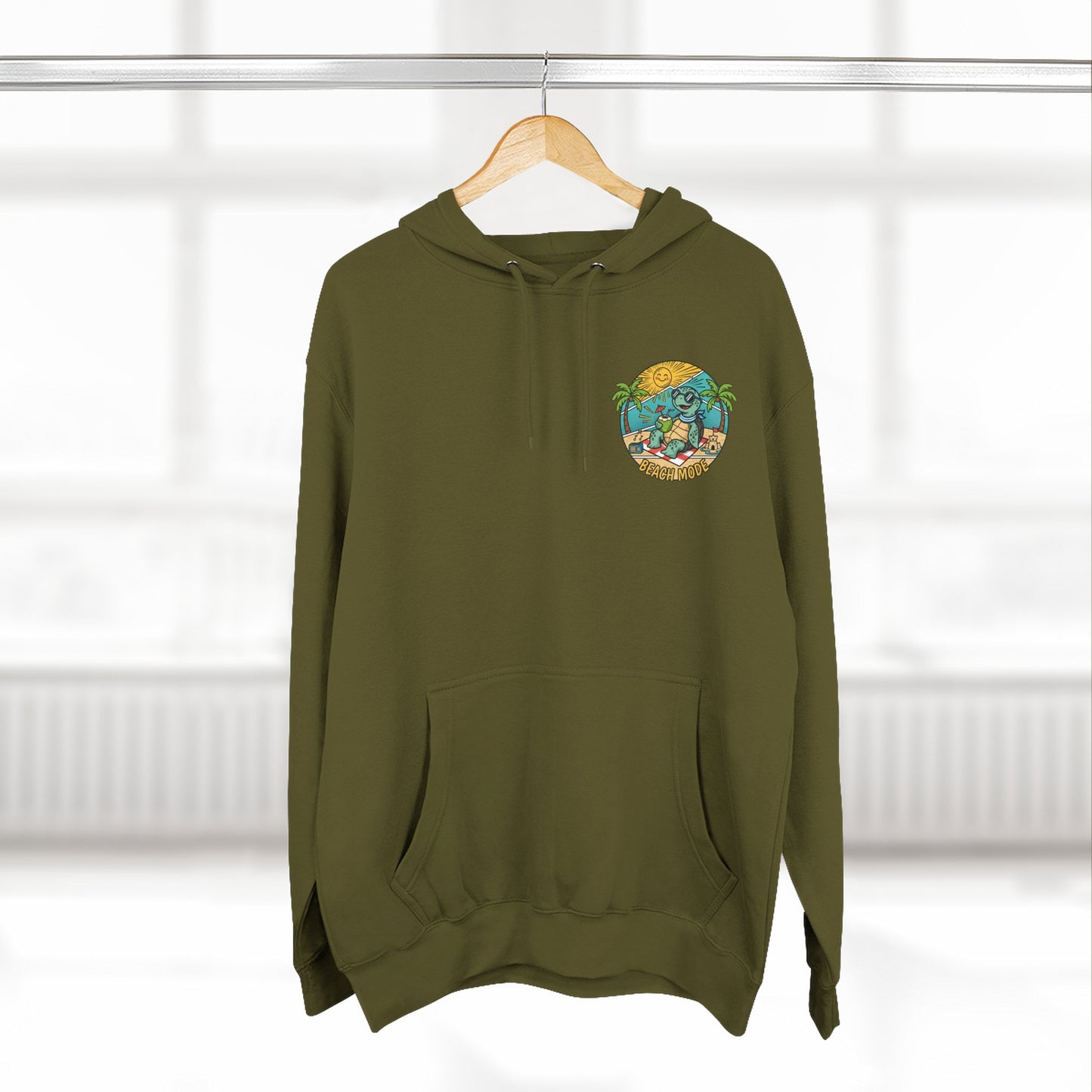 Beach Mode Turtle Hoodie | Tropical Surf Palm Trees