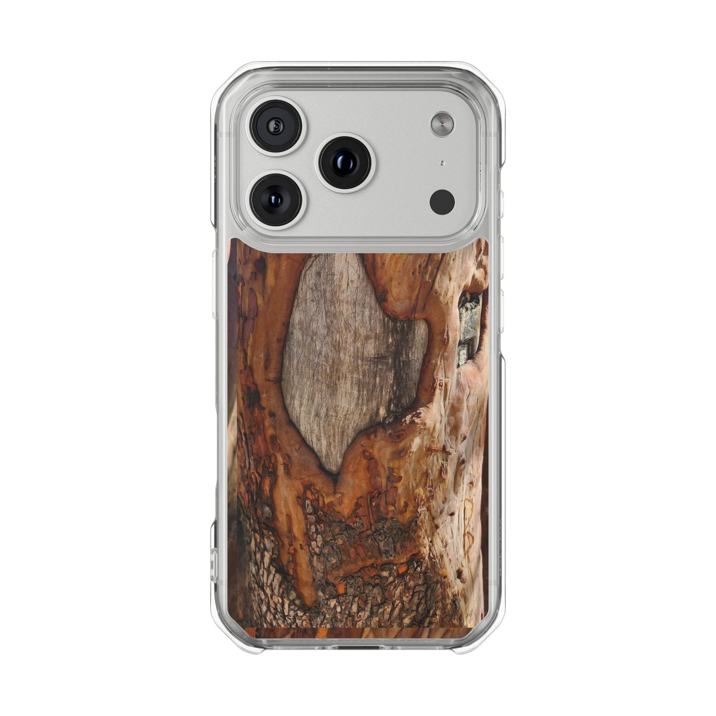 Rustic Bark Tough Clear Magnetic Phone Case — Wood Texture Protective Phone Case