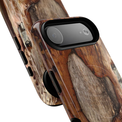 Rustic Bark Tough Magnetic Phone Case — Wood Texture Protective Phone Case