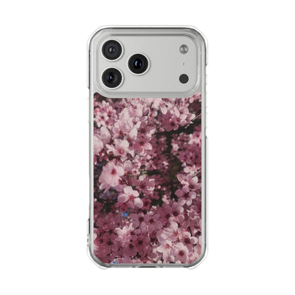 Cherry Blossom Tough Clear Magnetic Phone Case – Pink Floral Protective Phone Cover