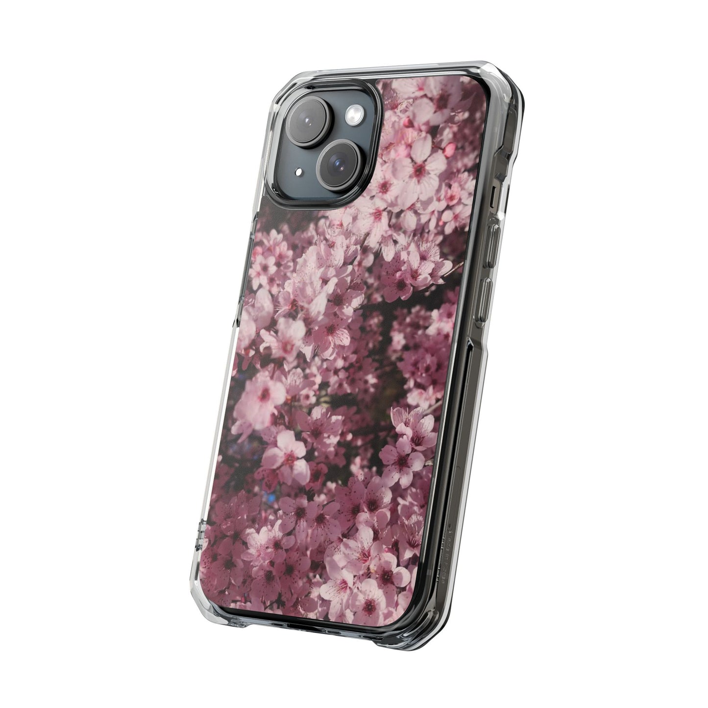 Cherry Blossom Tough Clear Magnetic Phone Case – Pink Floral Protective Phone Cover