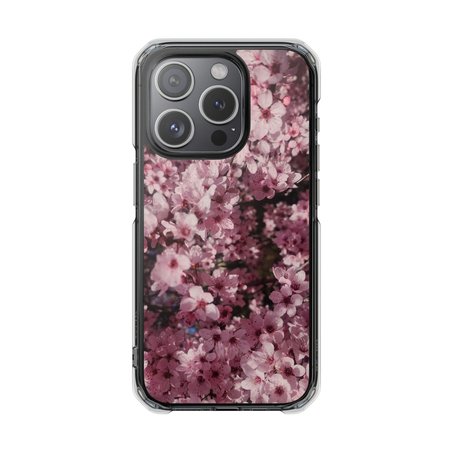 Cherry Blossom Tough Clear Magnetic Phone Case – Pink Floral Protective Phone Cover