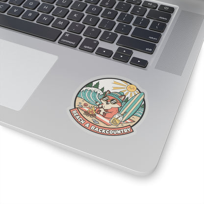 Beach & Backcountry Surf Camper Sticker — Kiss-Cut Vinyl Outdoor Adventure Laptop Decal