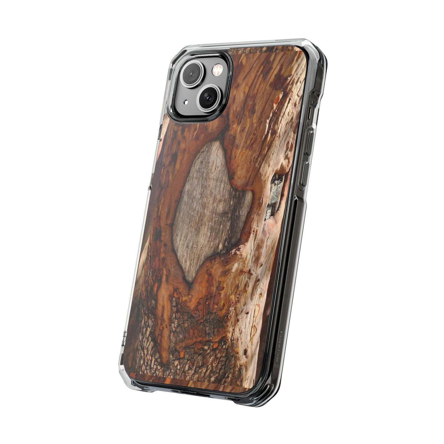 Rustic Bark Tough Clear Magnetic Phone Case — Wood Texture Protective Phone Case