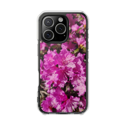 Pink Azalea Tough Clear Magnetic Phone Case — Floral Protective Phone Cover