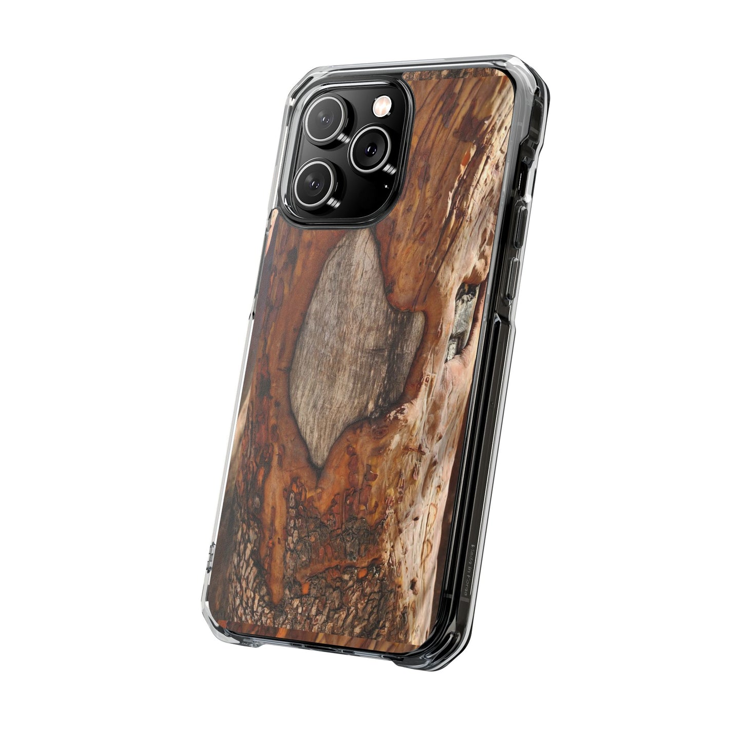 Rustic Bark Tough Clear Magnetic Phone Case — Wood Texture Protective Phone Case