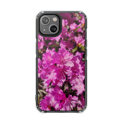 Pink Azalea Tough Clear Magnetic Phone Case — Floral Protective Phone Cover