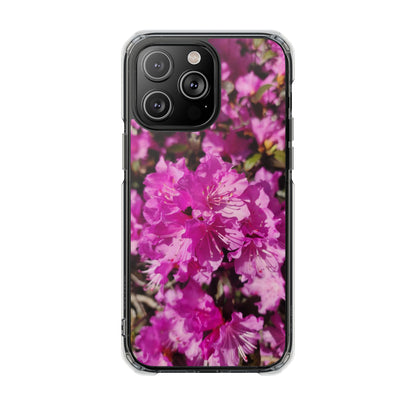 Pink Azalea Tough Clear Magnetic Phone Case — Floral Protective Phone Cover