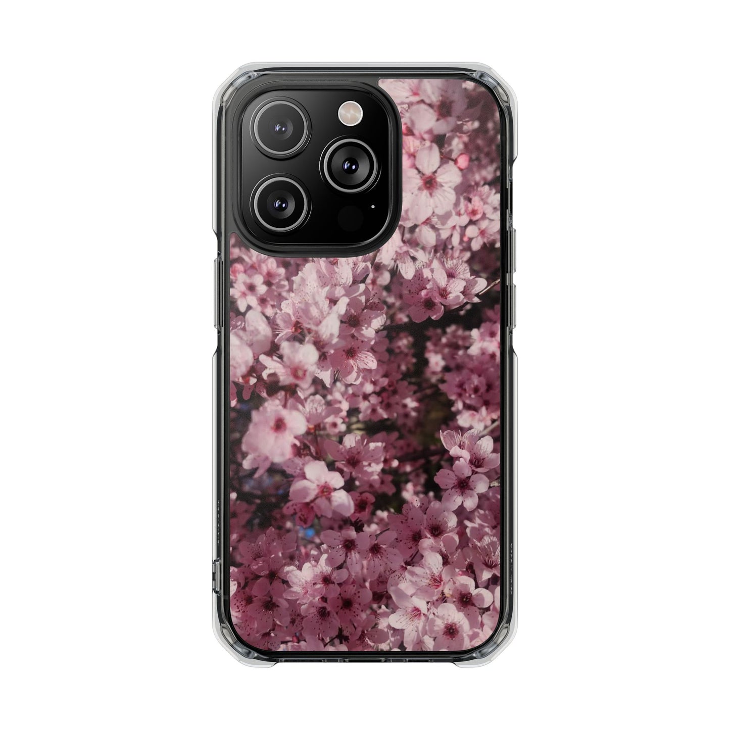 Cherry Blossom Tough Clear Magnetic Phone Case – Pink Floral Protective Phone Cover