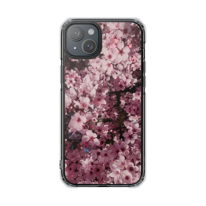Cherry Blossom Tough Clear Magnetic Phone Case – Pink Floral Protective Phone Cover