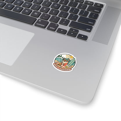Beach & Backcountry Surf Camper Sticker — Kiss-Cut Vinyl Outdoor Adventure Laptop Decal