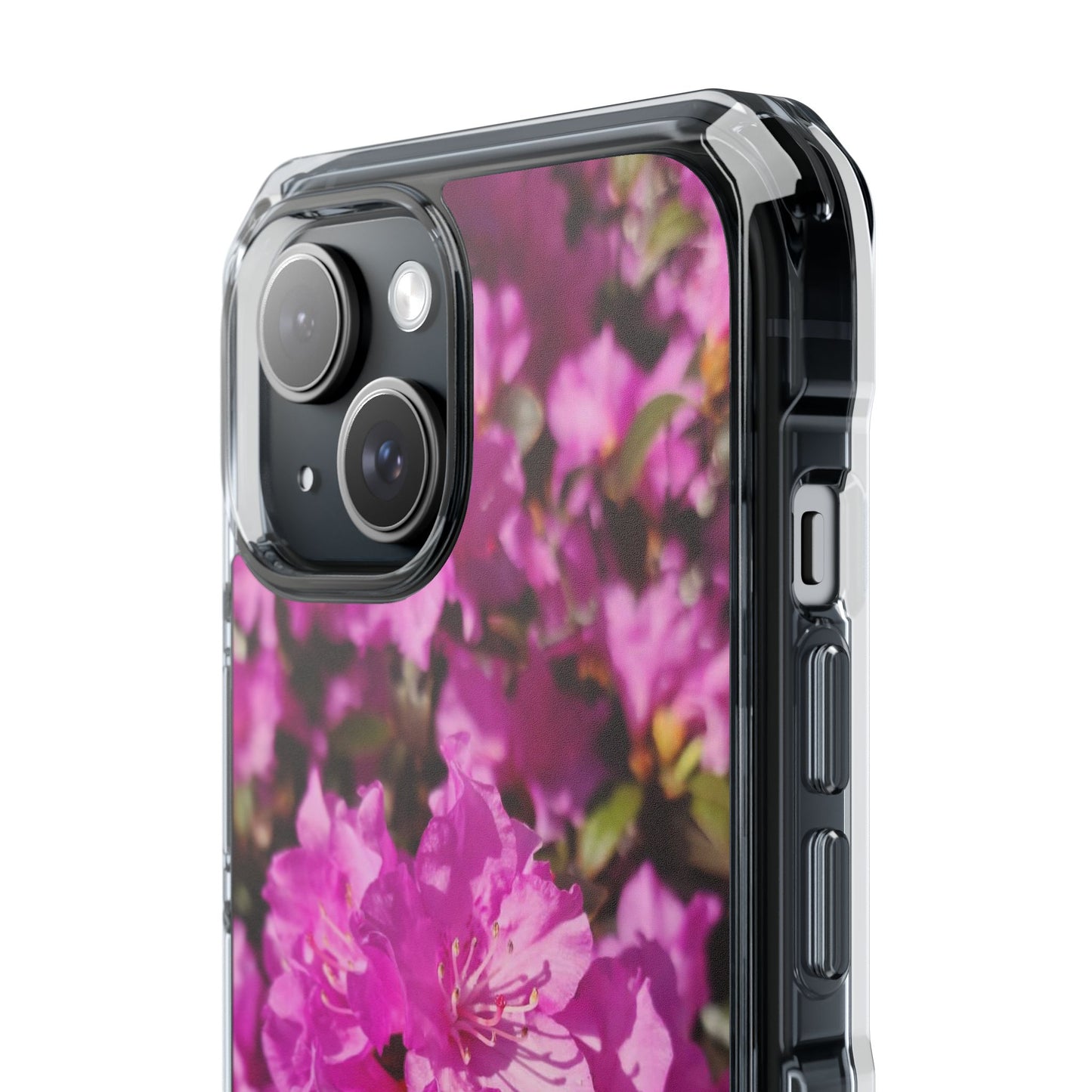 Pink Azalea Tough Clear Magnetic Phone Case — Floral Protective Phone Cover