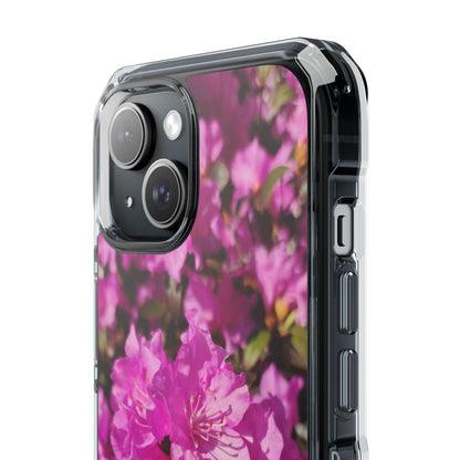 Pink Azalea Tough Clear Magnetic Phone Case — Floral Protective Phone Cover
