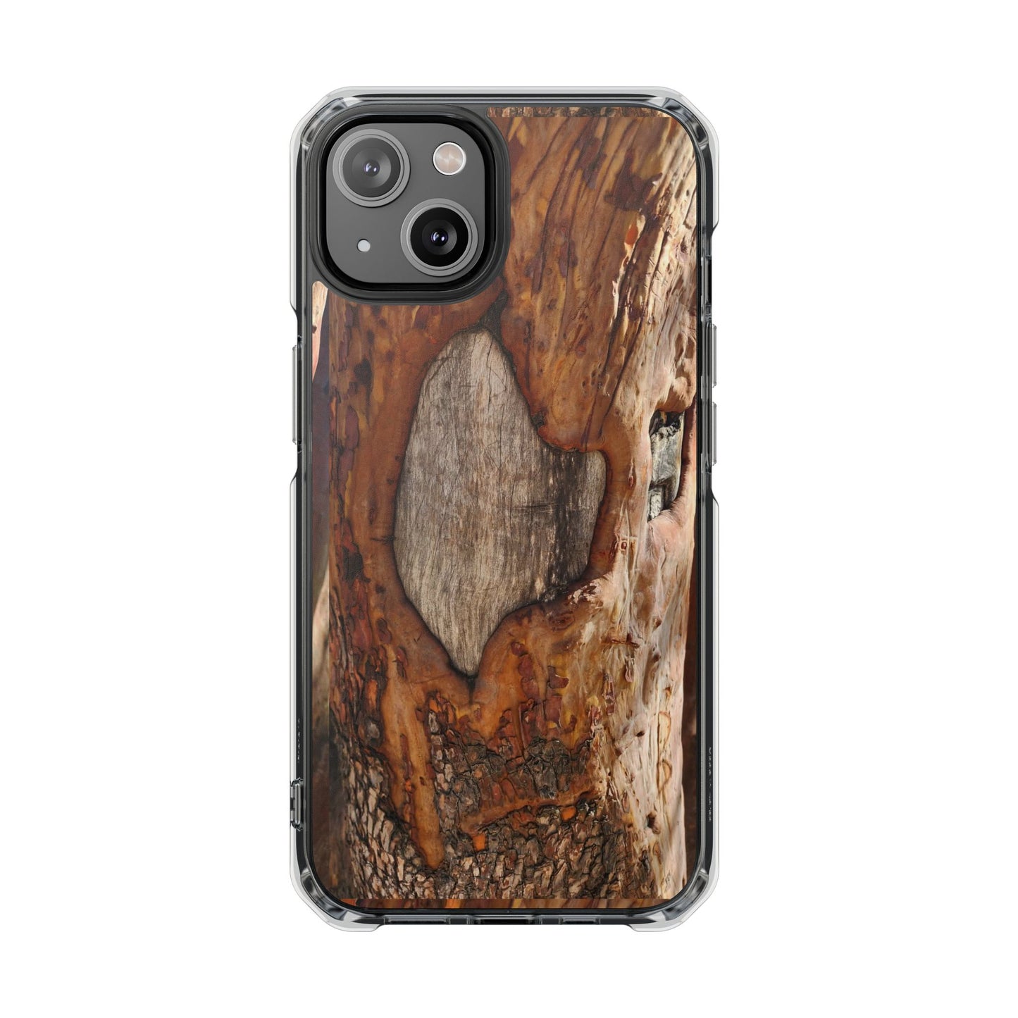Rustic Bark Tough Clear Magnetic Phone Case — Wood Texture Protective Phone Case