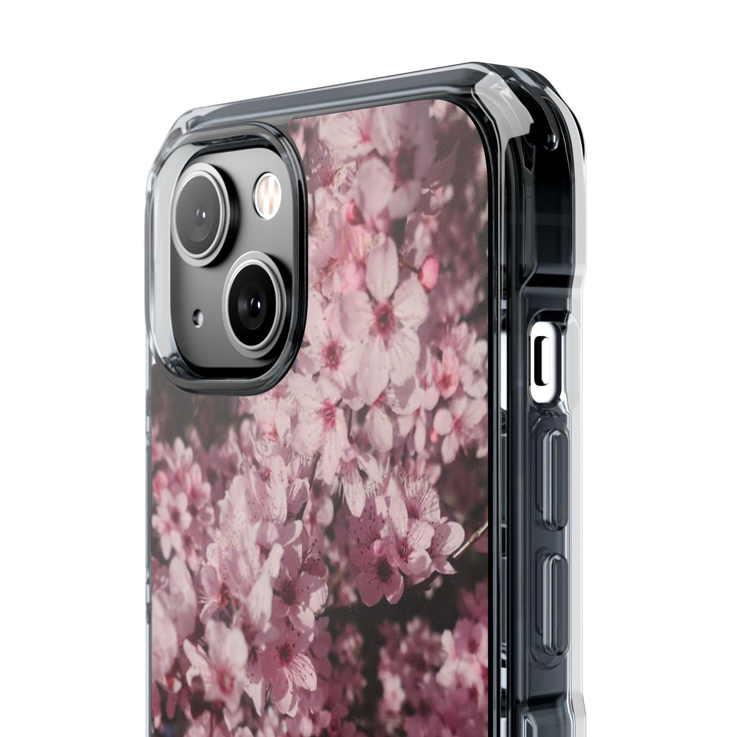Cherry Blossom Tough Clear Magnetic Phone Case – Pink Floral Protective Phone Cover