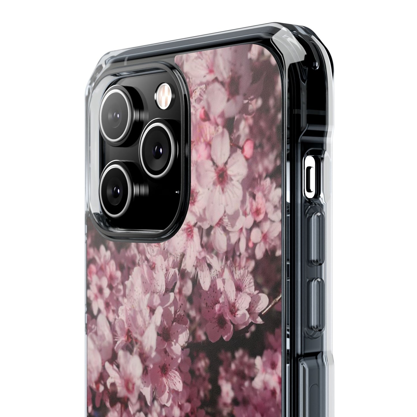 Cherry Blossom Tough Clear Magnetic Phone Case – Pink Floral Protective Phone Cover