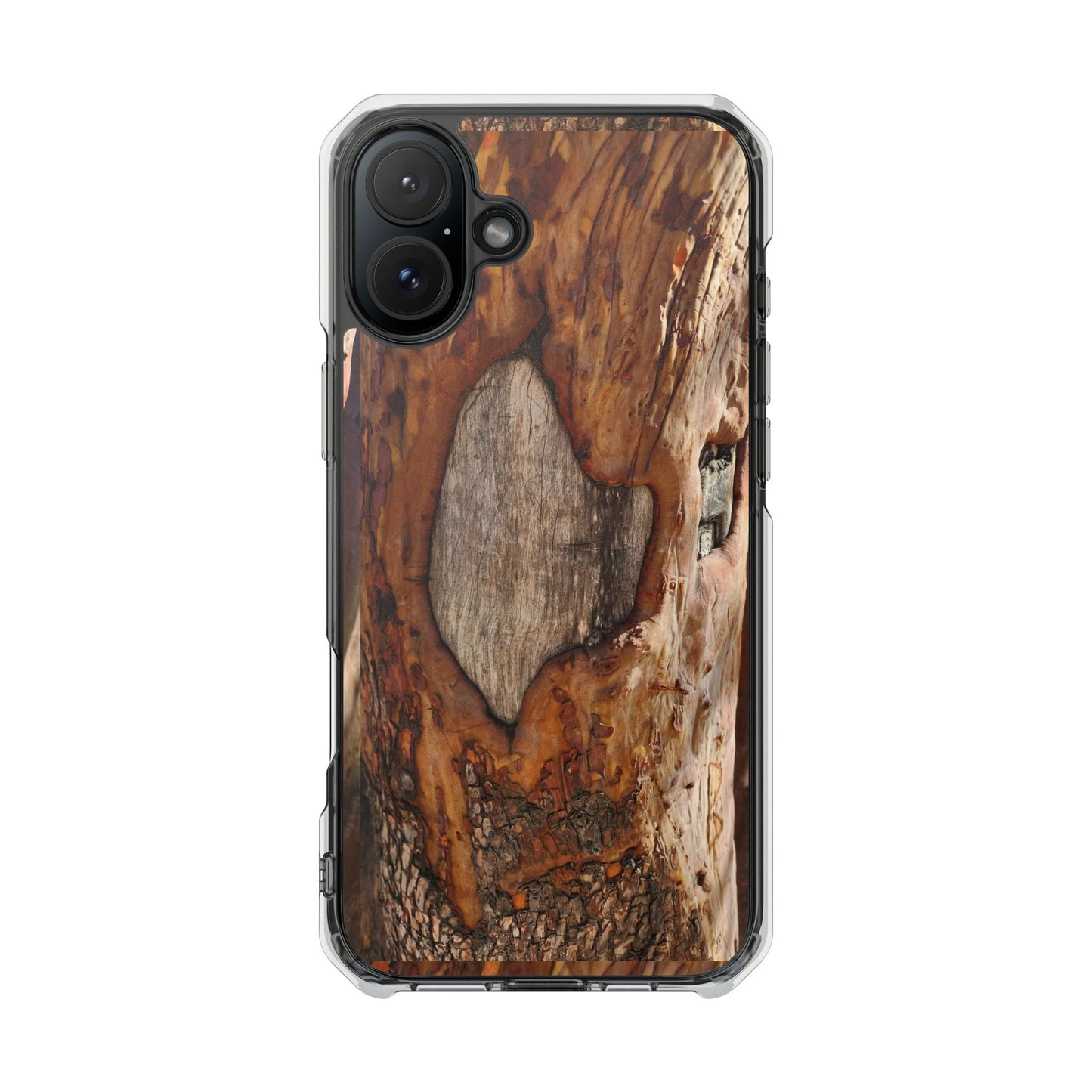Rustic Bark Tough Clear Magnetic Phone Case — Wood Texture Protective Phone Case