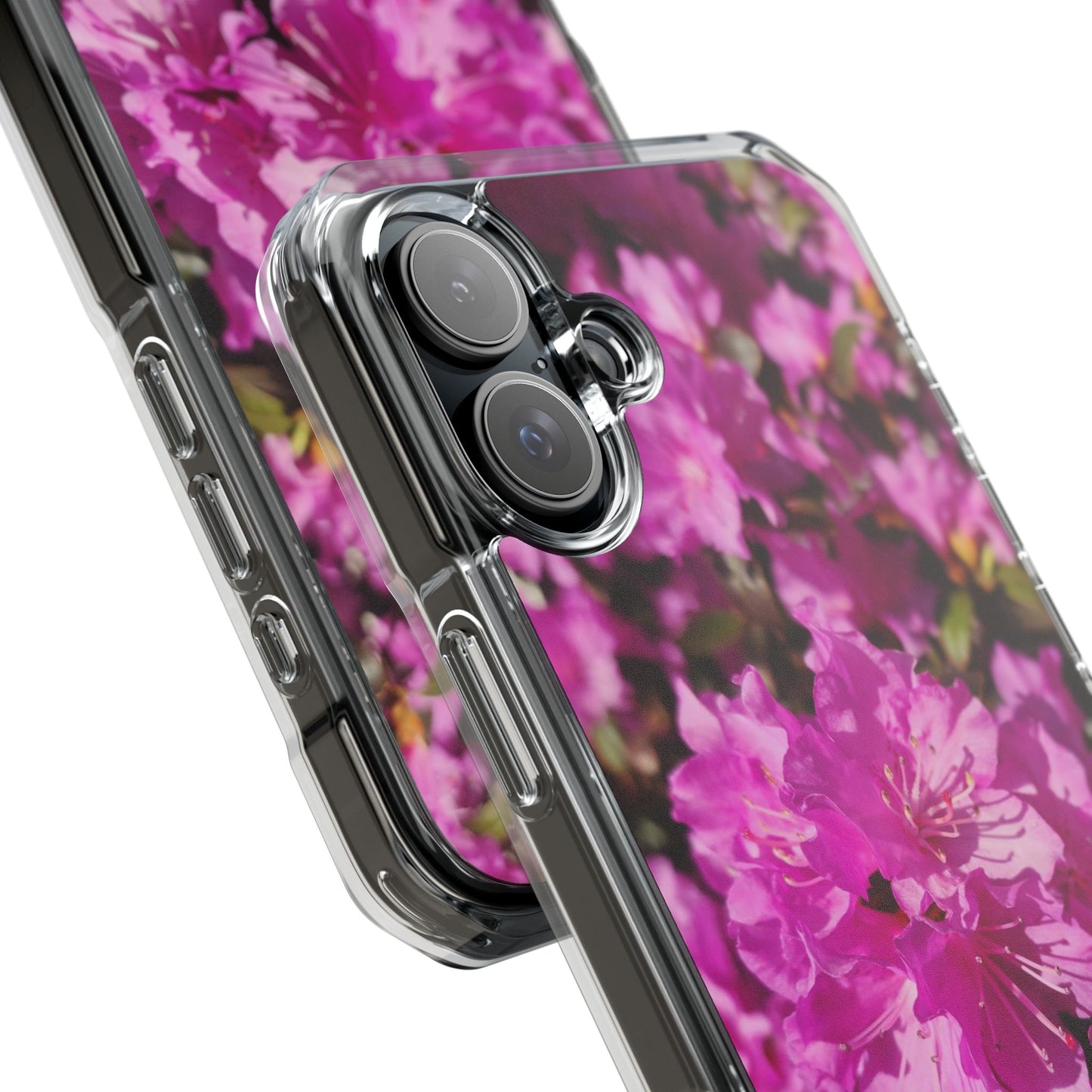Pink Azalea Tough Clear Magnetic Phone Case — Floral Protective Phone Cover