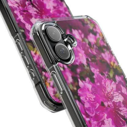 Pink Azalea Tough Clear Magnetic Phone Case — Floral Protective Phone Cover