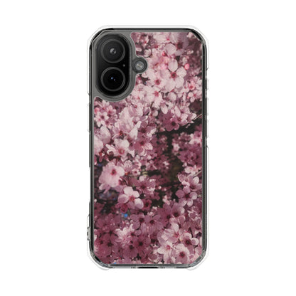 Cherry Blossom Tough Clear Magnetic Phone Case – Pink Floral Protective Phone Cover