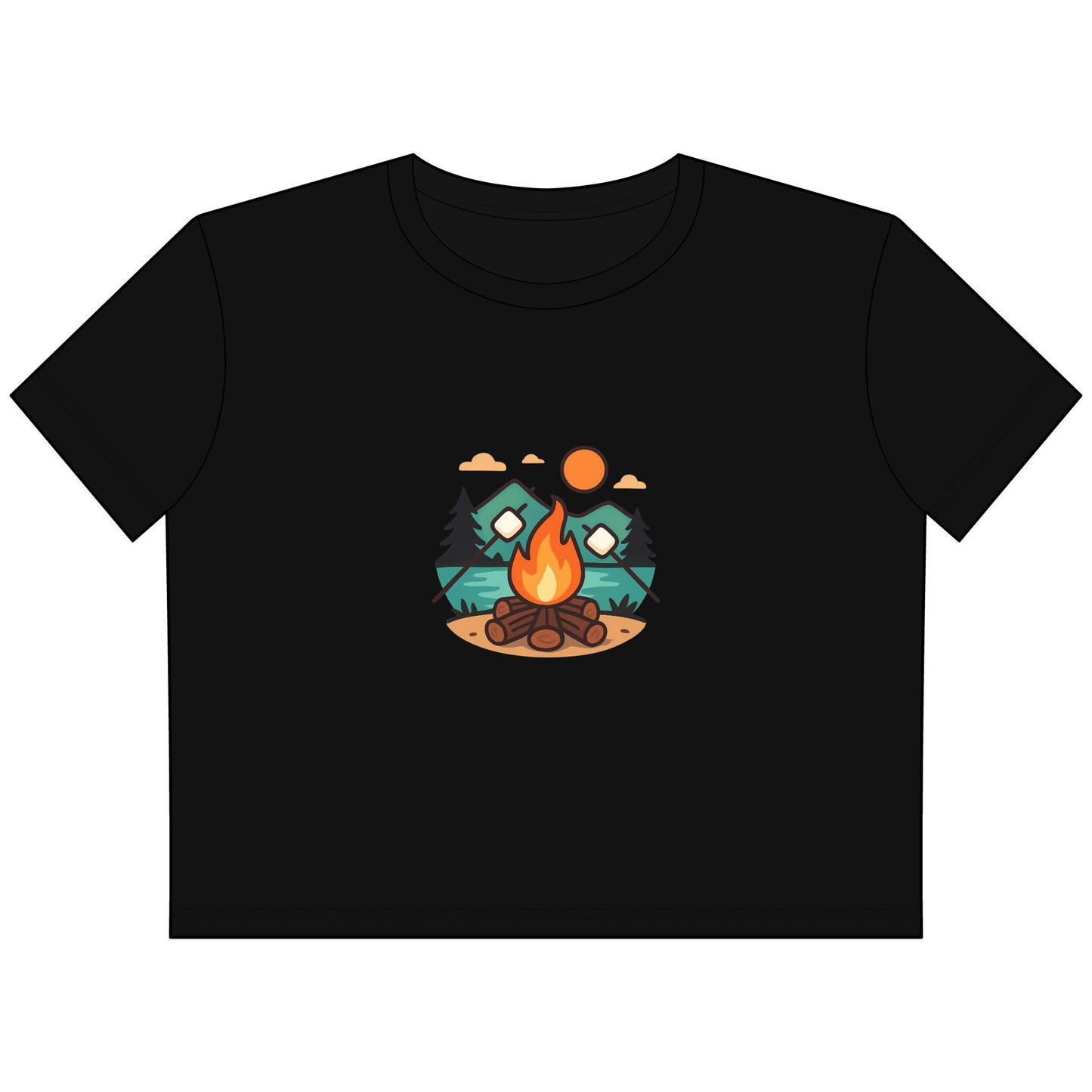 Cropped Tee — Campfire Mountains Graphic
