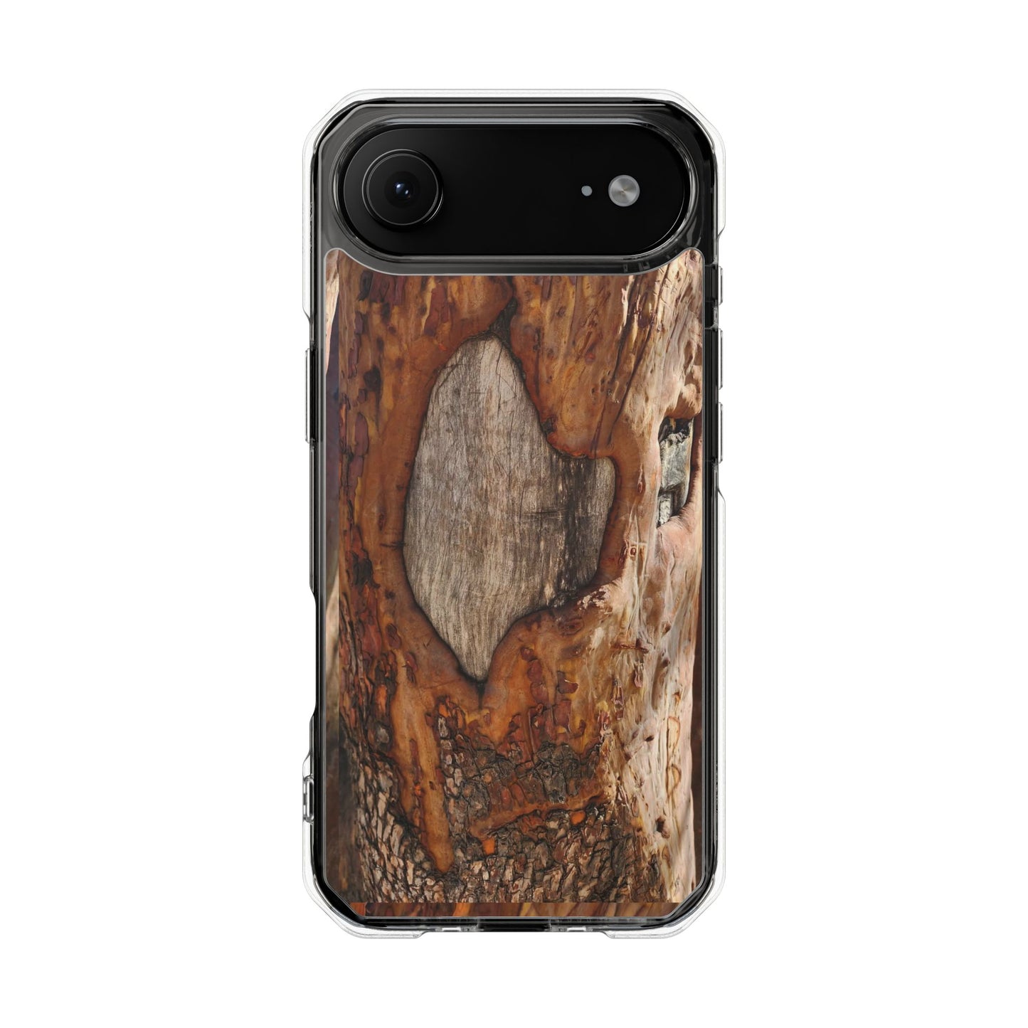 Rustic Bark Tough Clear Magnetic Phone Case — Wood Texture Protective Phone Case