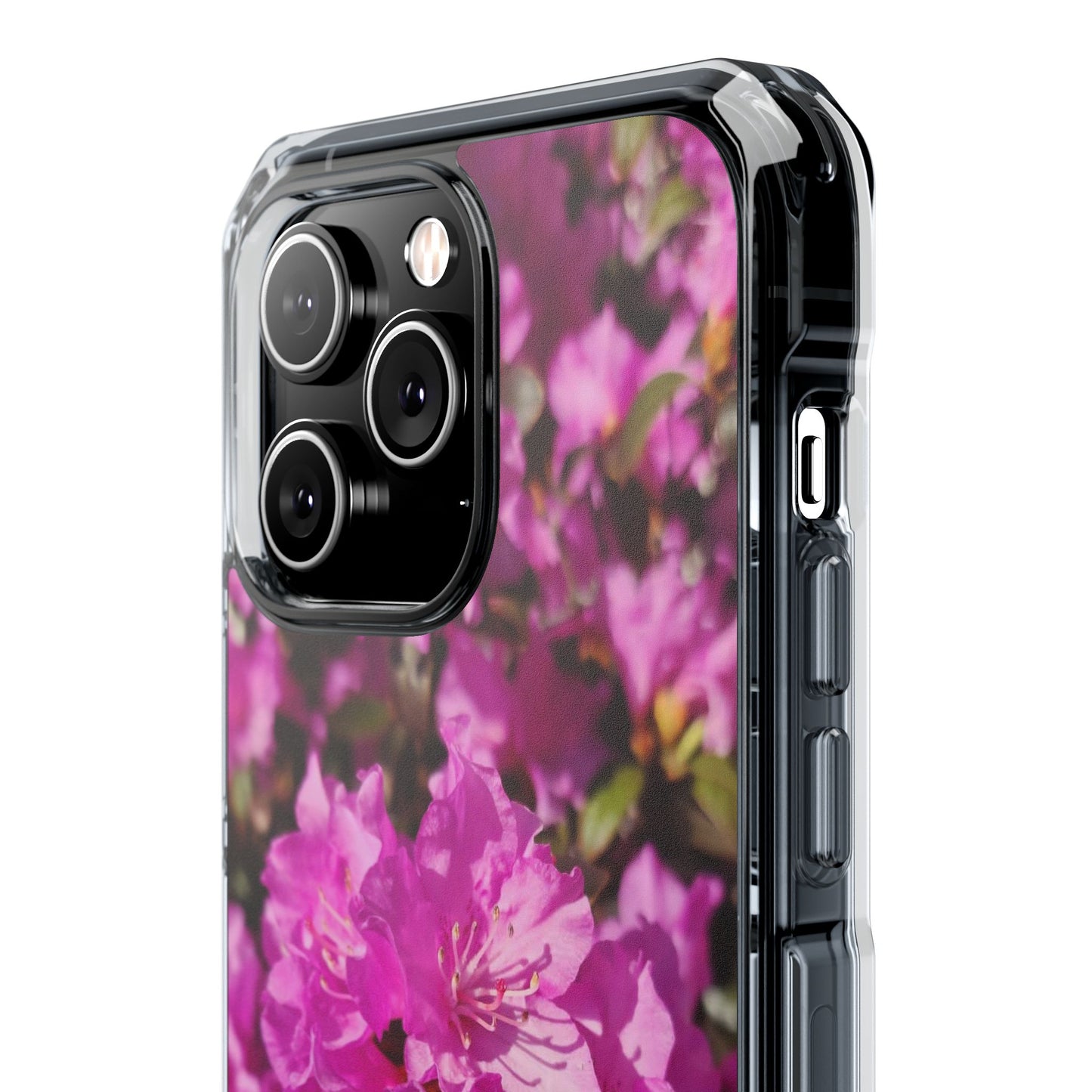Pink Azalea Tough Clear Magnetic Phone Case — Floral Protective Phone Cover