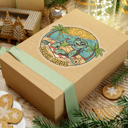 Beach Mode Turtle Sticker — Cute Summer Beach Vibes Kiss-Cut Sticker