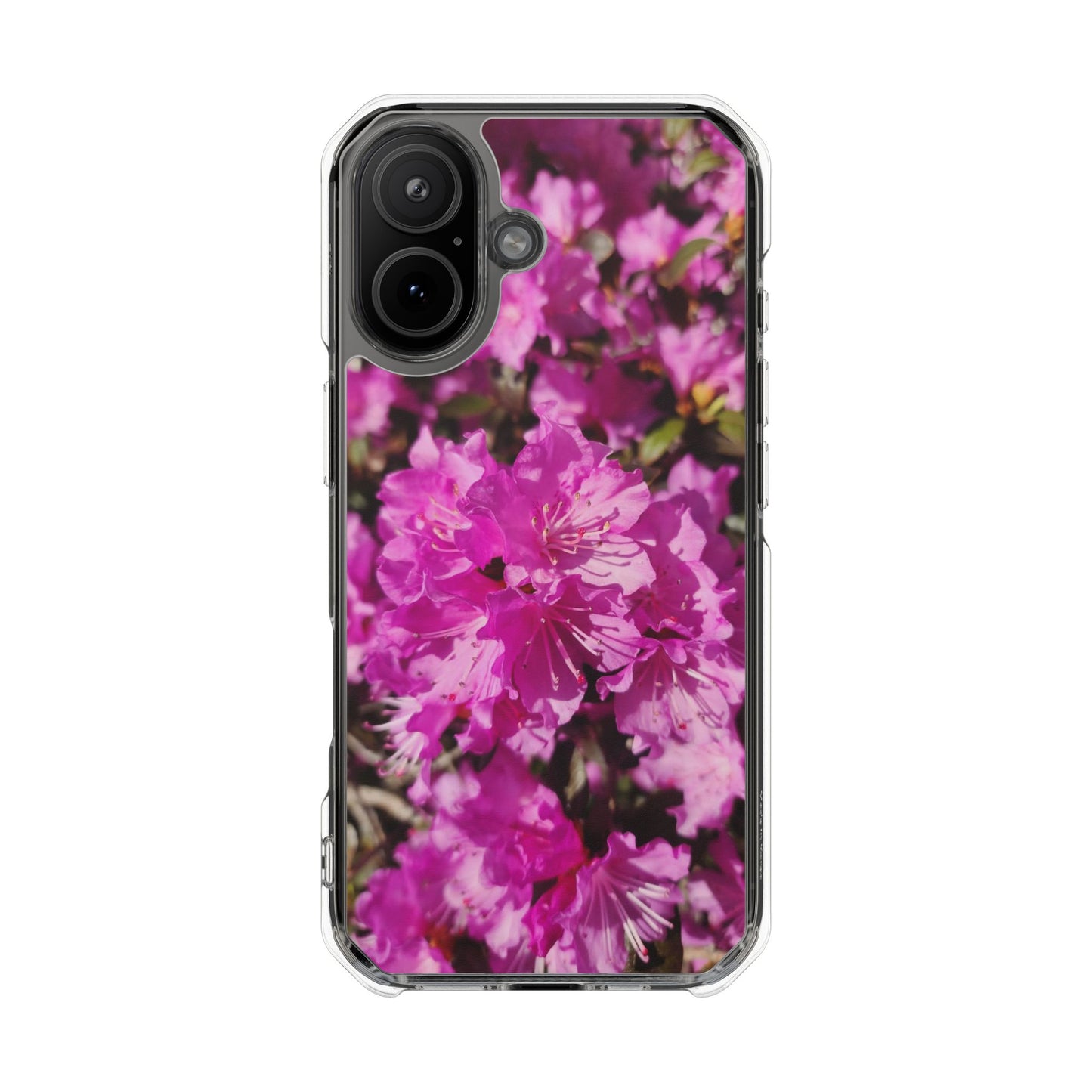 Pink Azalea Tough Clear Magnetic Phone Case — Floral Protective Phone Cover