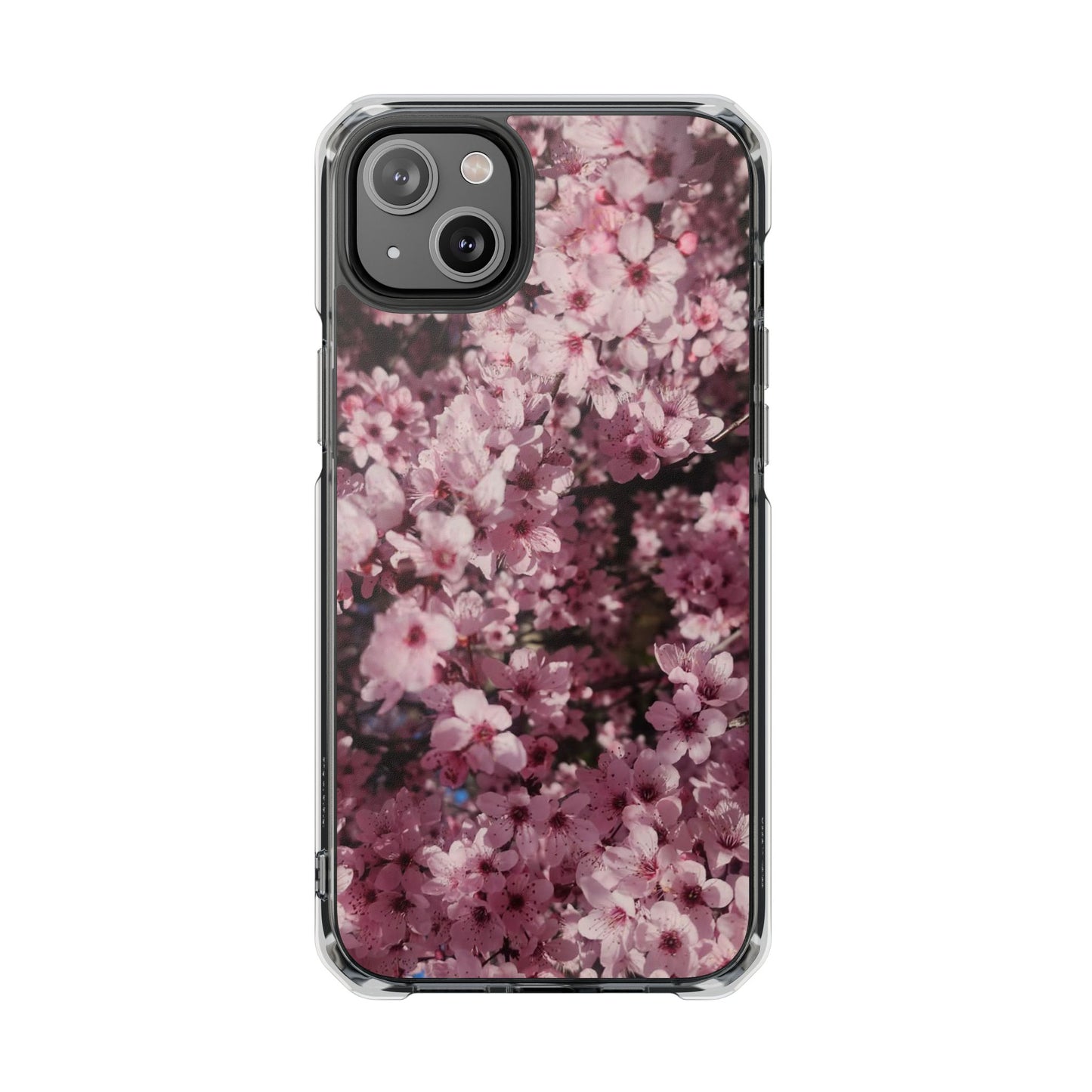 Cherry Blossom Tough Clear Magnetic Phone Case – Pink Floral Protective Phone Cover