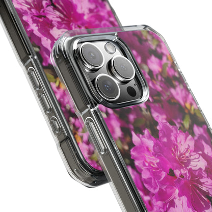 Pink Azalea Tough Clear Magnetic Phone Case — Floral Protective Phone Cover