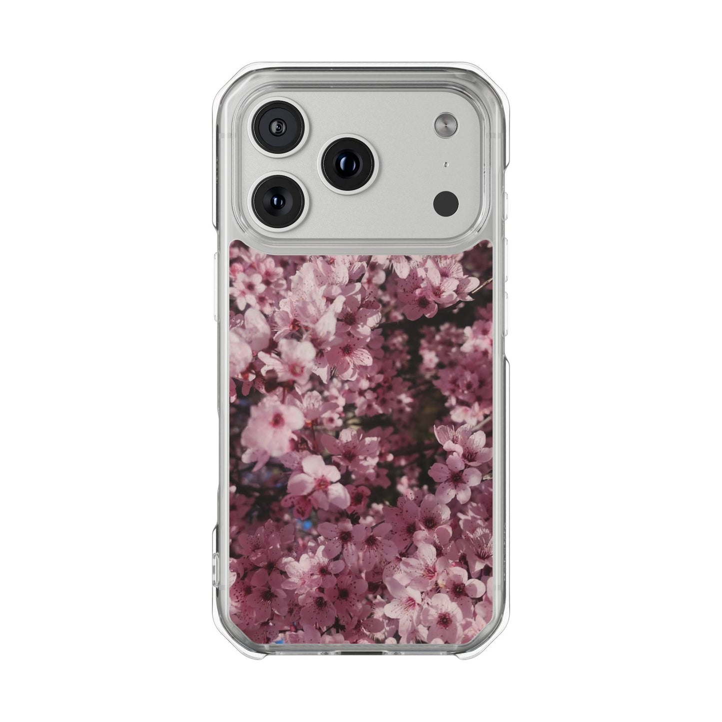 Cherry Blossom Tough Clear Magnetic Phone Case – Pink Floral Protective Phone Cover