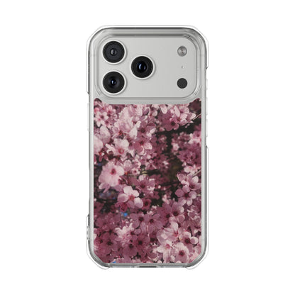 Cherry Blossom Tough Clear Magnetic Phone Case – Pink Floral Protective Phone Cover