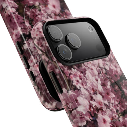 Cherry Blossom Tough Magnetic Phone Case – Pink Floral Protective Phone Cover