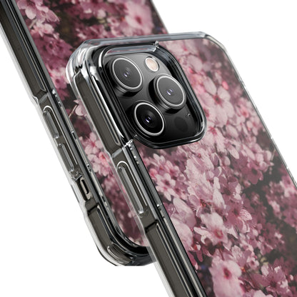 Cherry Blossom Tough Clear Magnetic Phone Case – Pink Floral Protective Phone Cover