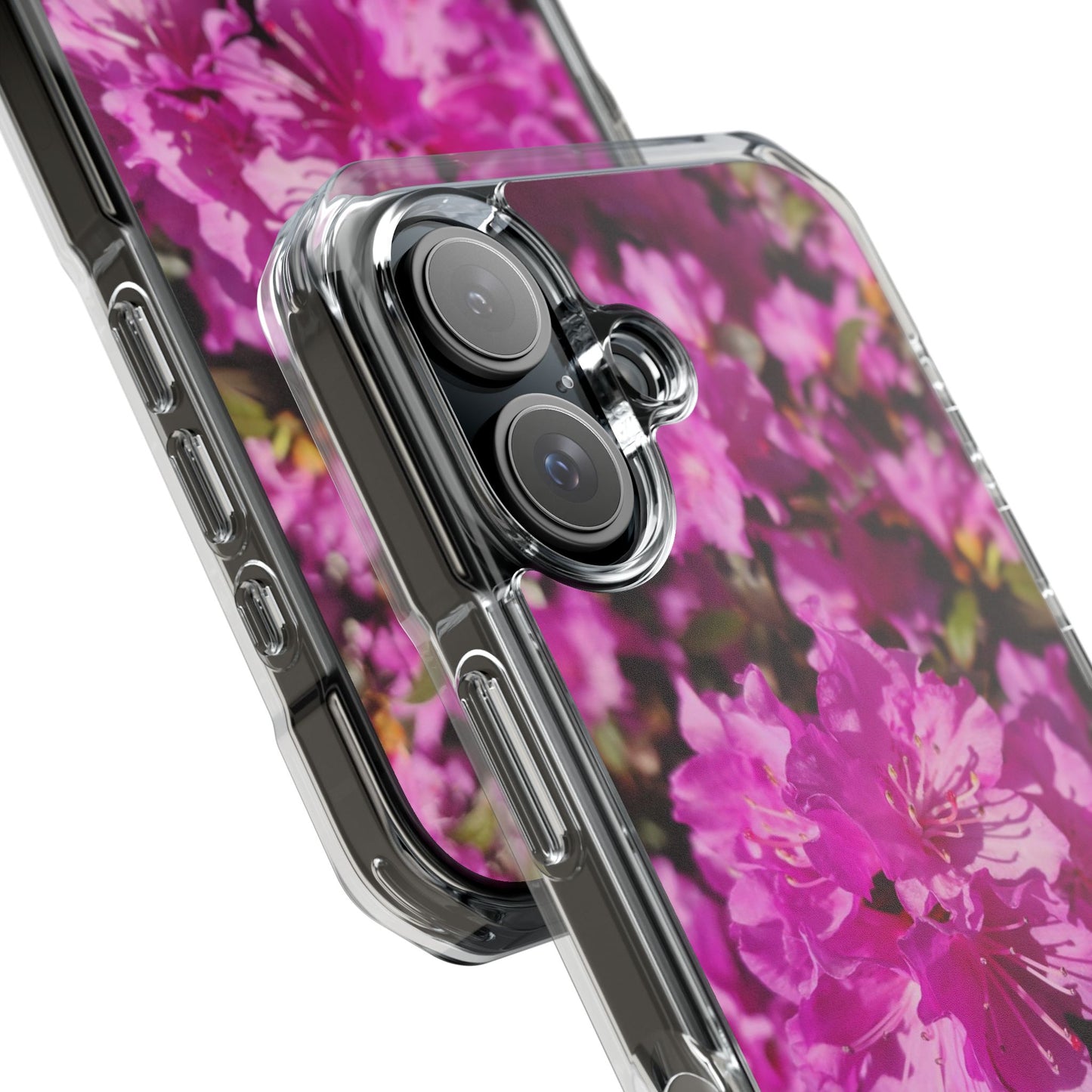 Pink Azalea Tough Clear Magnetic Phone Case — Floral Protective Phone Cover