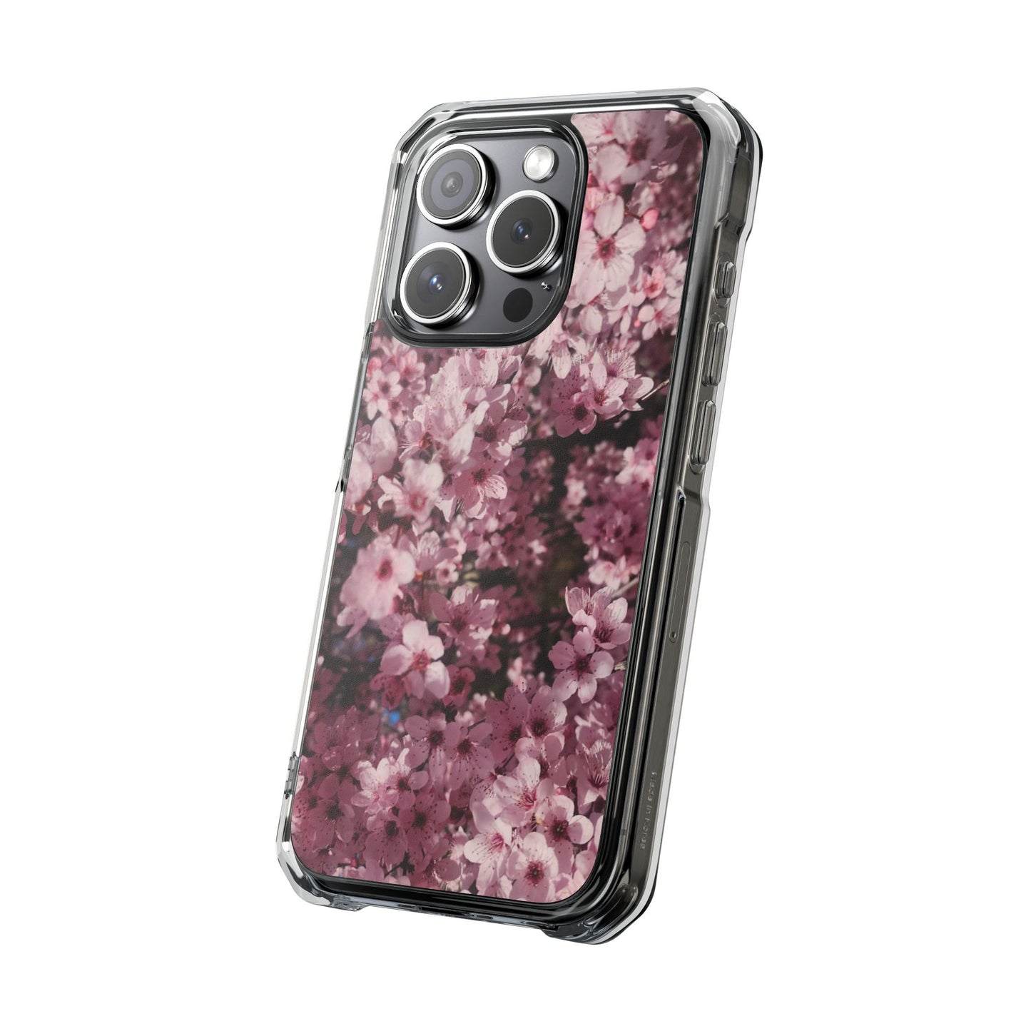 Cherry Blossom Tough Clear Magnetic Phone Case – Pink Floral Protective Phone Cover