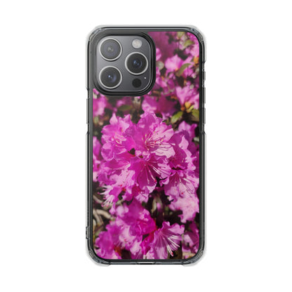 Pink Azalea Tough Clear Magnetic Phone Case — Floral Protective Phone Cover