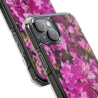 Pink Azalea Tough Clear Magnetic Phone Case — Floral Protective Phone Cover