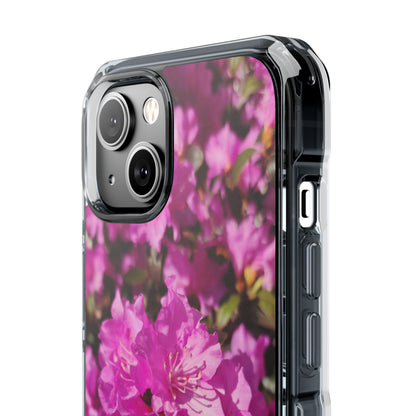 Pink Azalea Tough Clear Magnetic Phone Case — Floral Protective Phone Cover